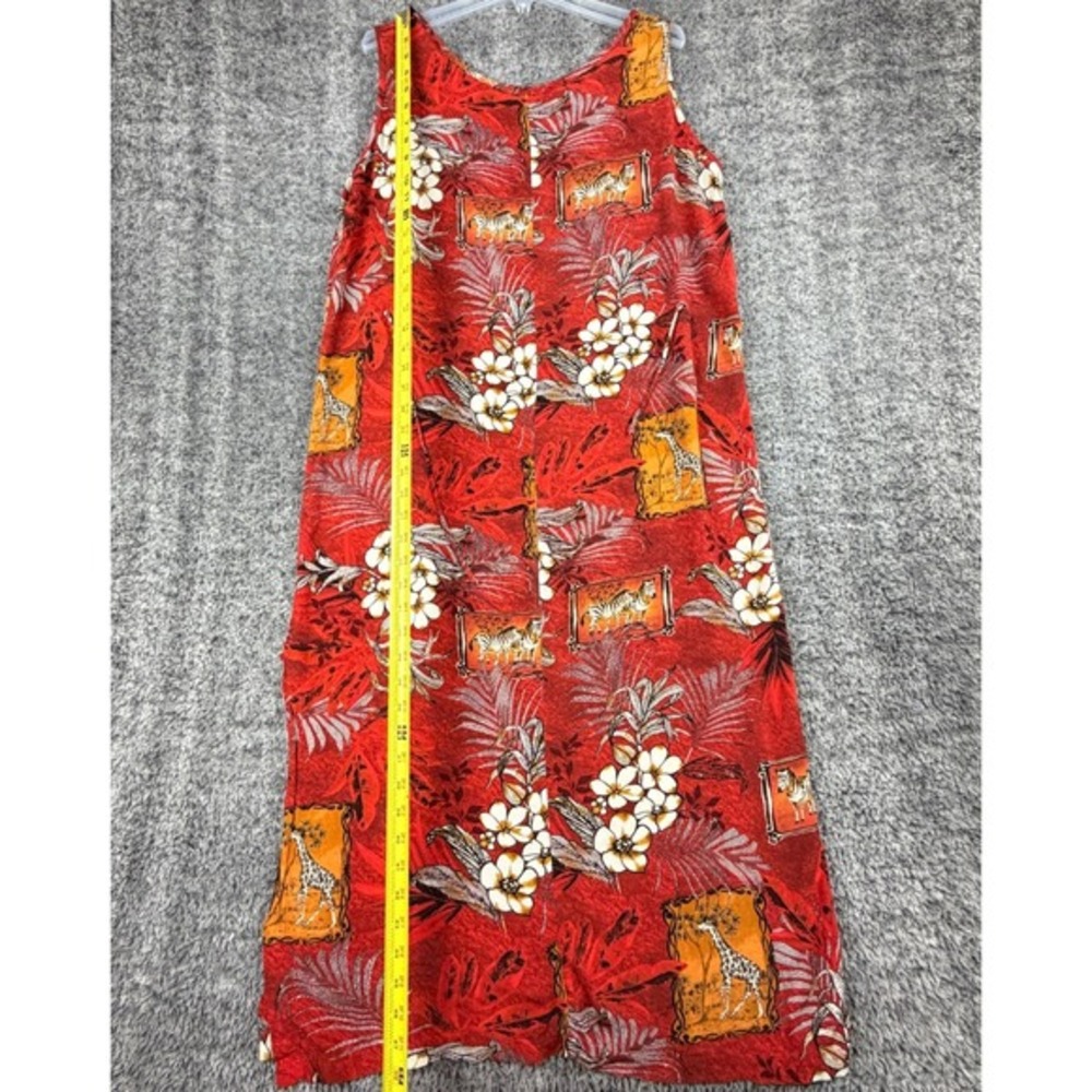 California Krush Women's 1X Red Safari Rayon Maxi Dress Giraffe Zebra Summer USA - Picture 12 of 16